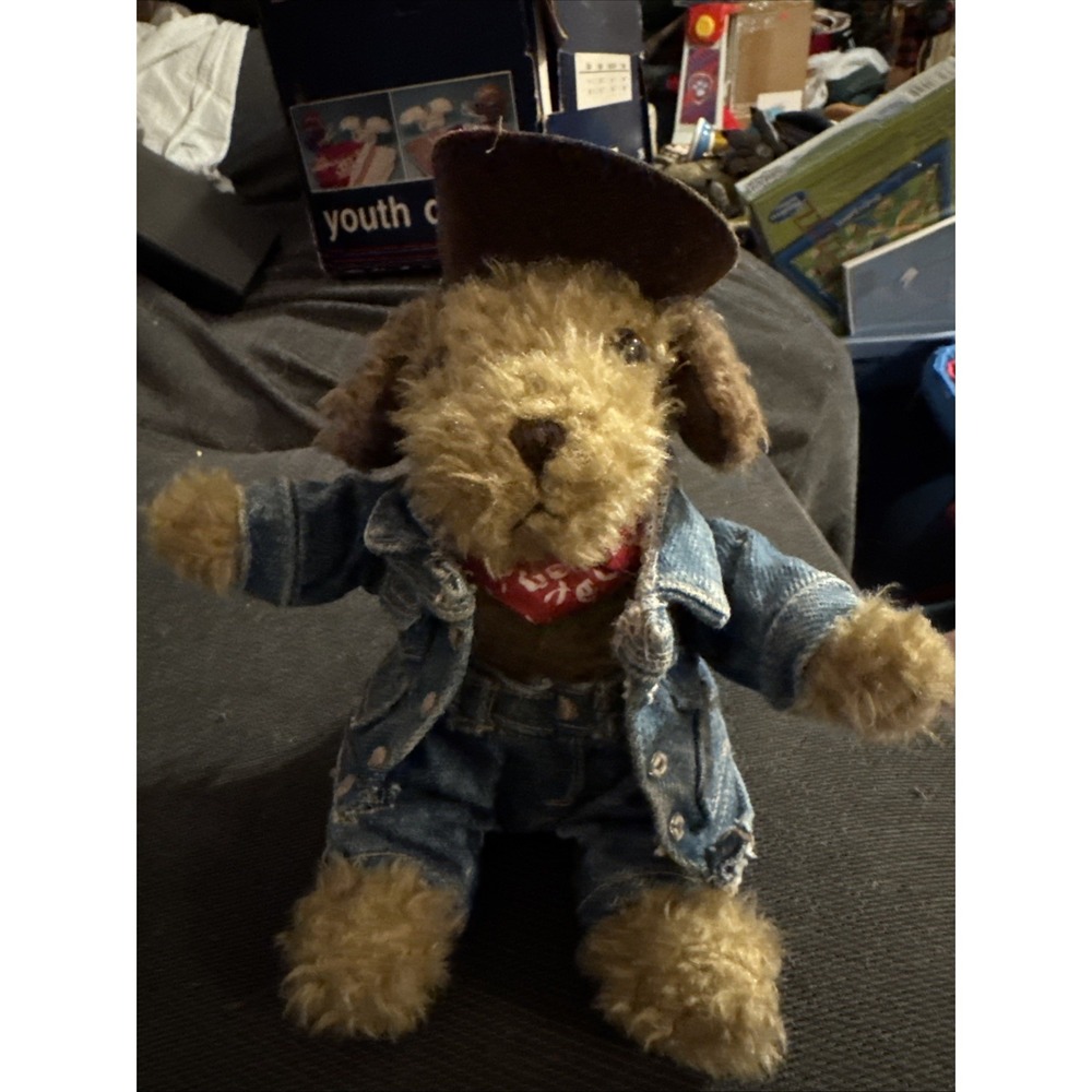 Boyds Bear in Denim Boydswear  Jointed J B Bean Series VTG 7" Plush Western